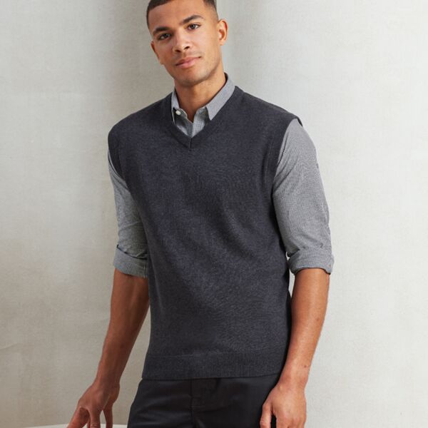 Premier Sleeveless Cotton Acrylic V Neck Sweater Thumbnail